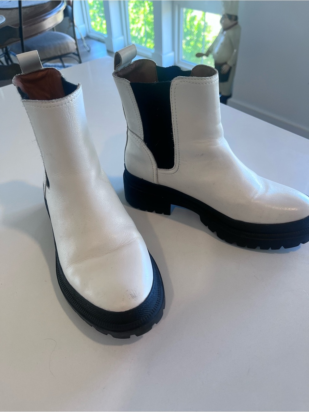 White Chelsea Lug Sole Ankle Boots - Women